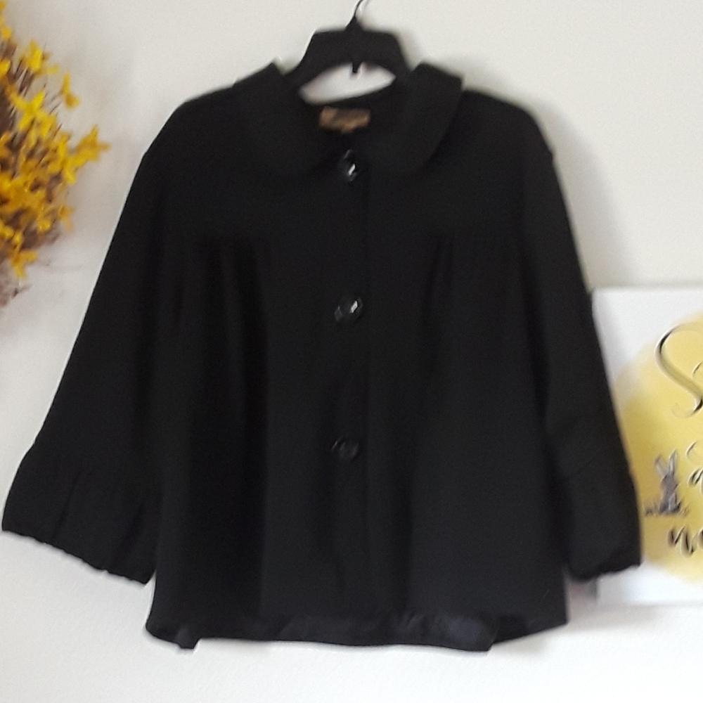 Short Black Button Up Light Coat